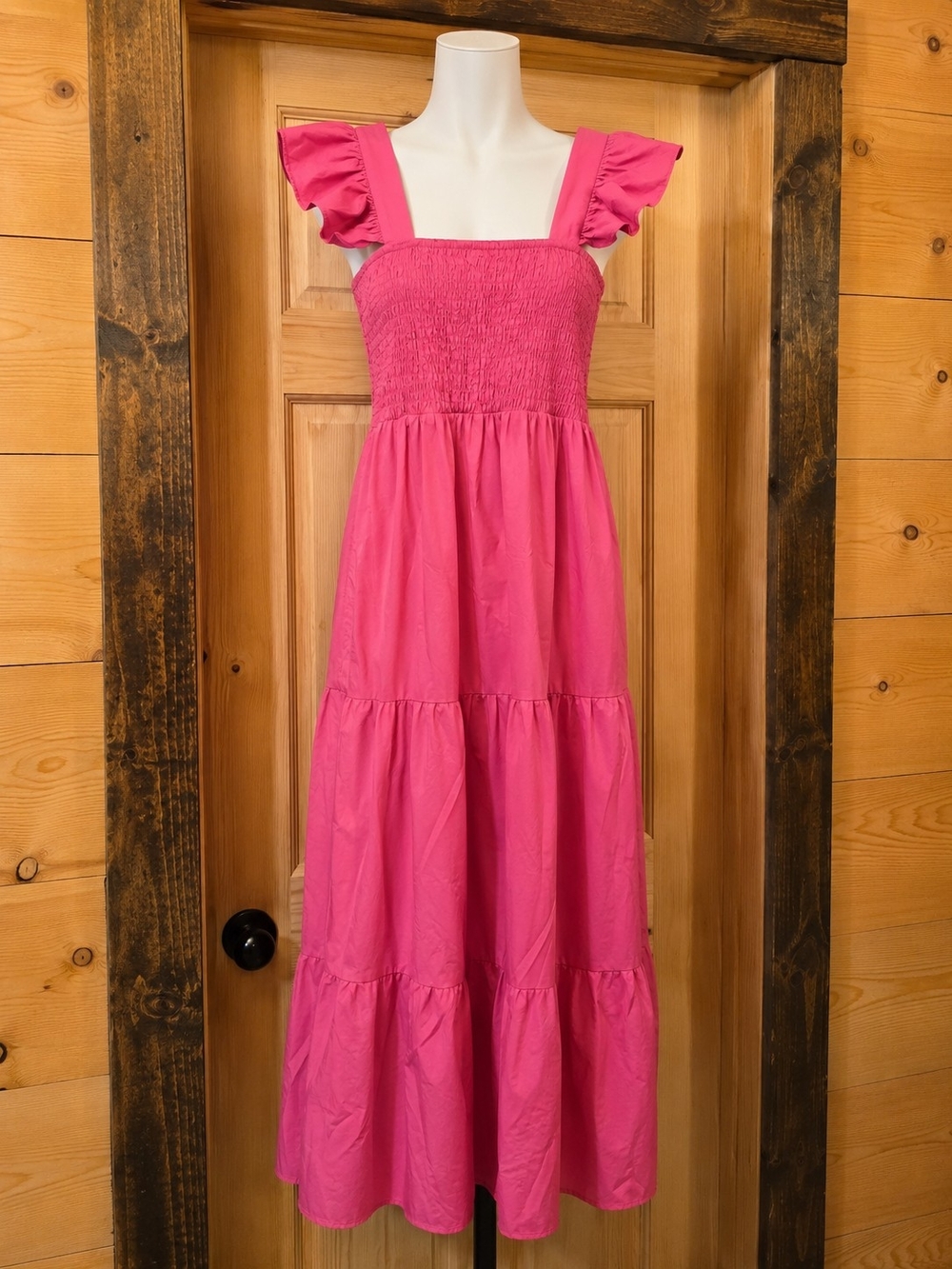 Women’s Pink Ruffle Sleeve Tiered Sundress